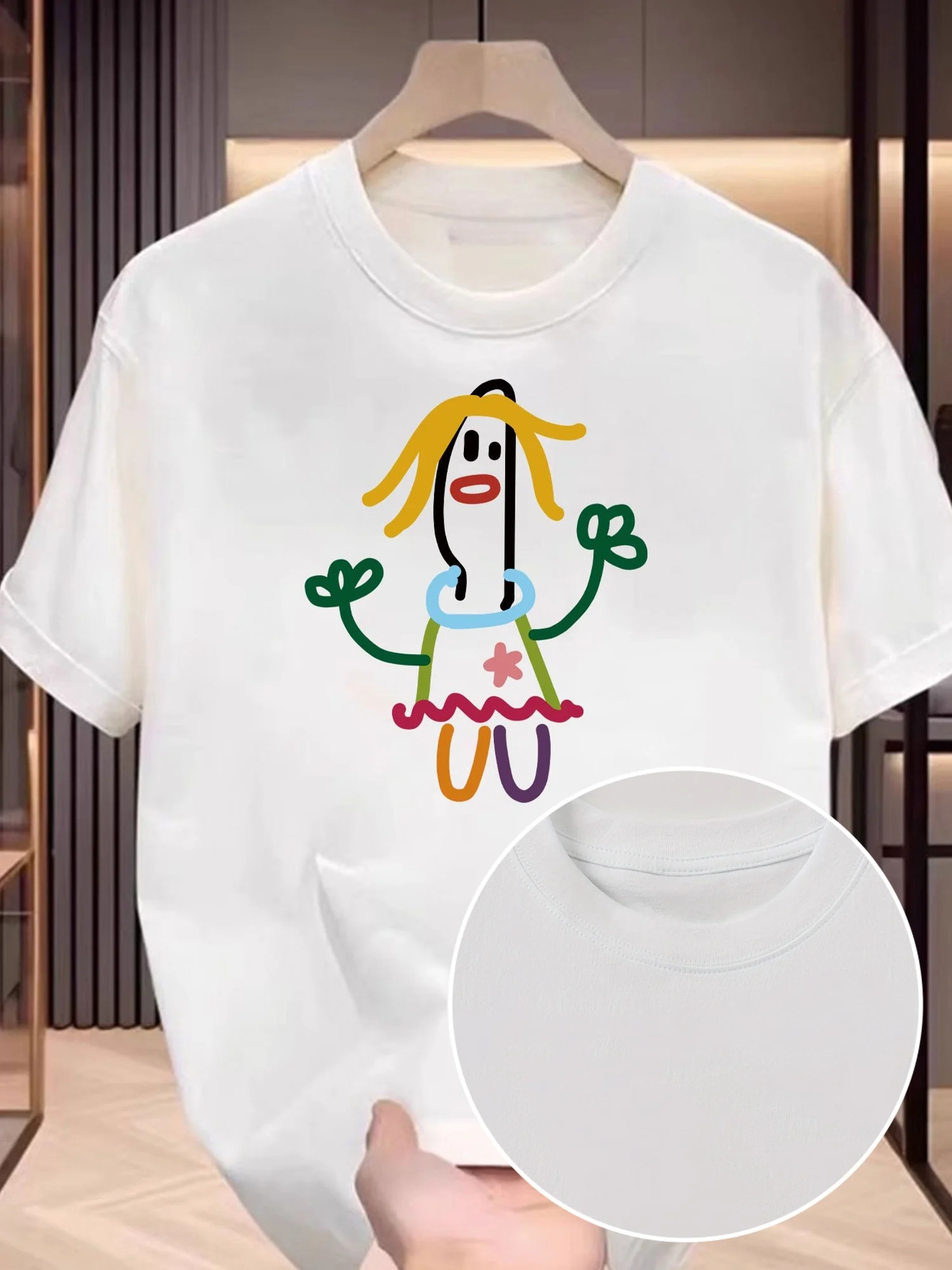 

[Cotton T-Shirt] Cotton Short-Sleeve T-Shirt | Men's Colorful Print Hip-Hop Design for Both Genders