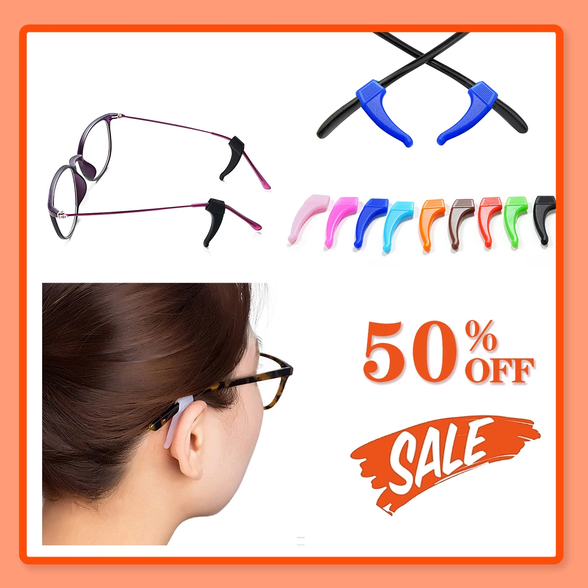 

10 Pairs Silicone Anti-slip Eyeglass Ear Hooks, Elastic Glasses Grips, Multi-color Options, Eyewear Retainers, Sports Accessorie