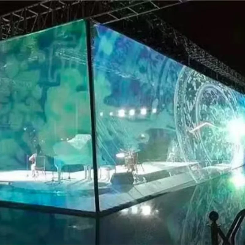 6m width large size magical 3D holographic mesh screen projection screen transparent 3D holographic gauze advertising network