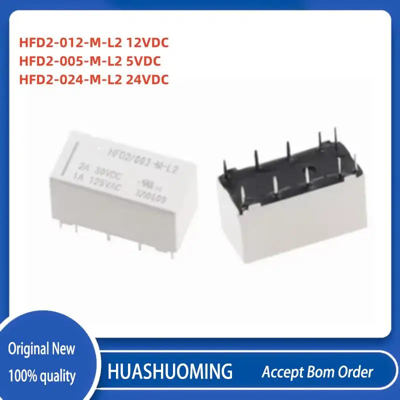 10Pcs/Lot   NEW  HFD2-012-M-L2  12VDC  HFD2-005-M-L2  5VDC   HFD2-024-M-L2 24VDC  HFD2 012 M L2 12V 10PIN 2A