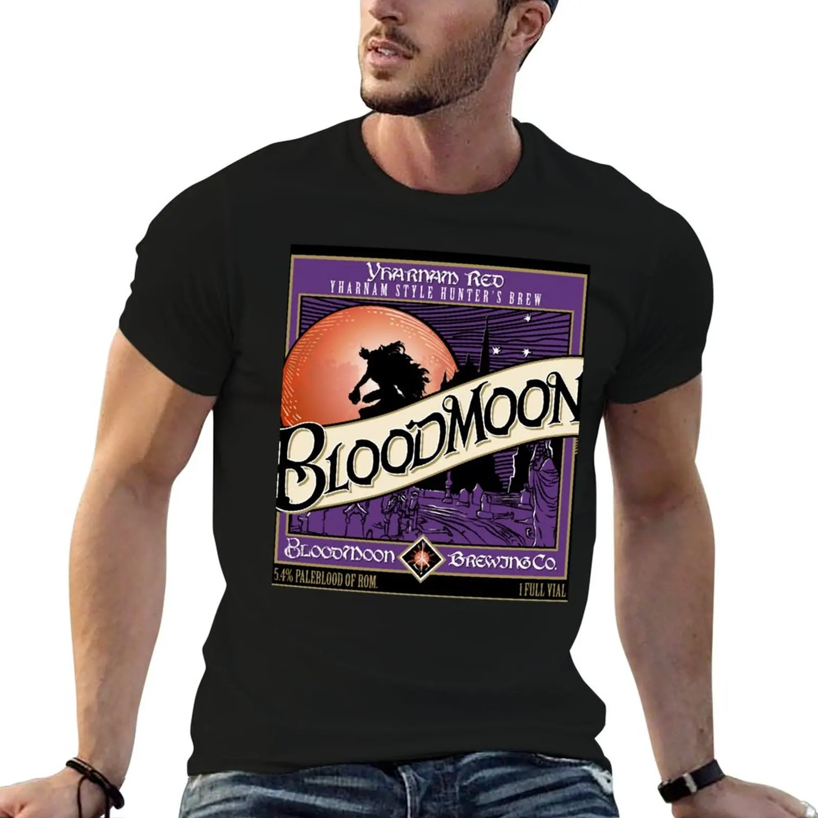 Blood Moon Hunters Brew Bloodborne's Gift T-Shirt vintage clothes topping mens t shirts top quality