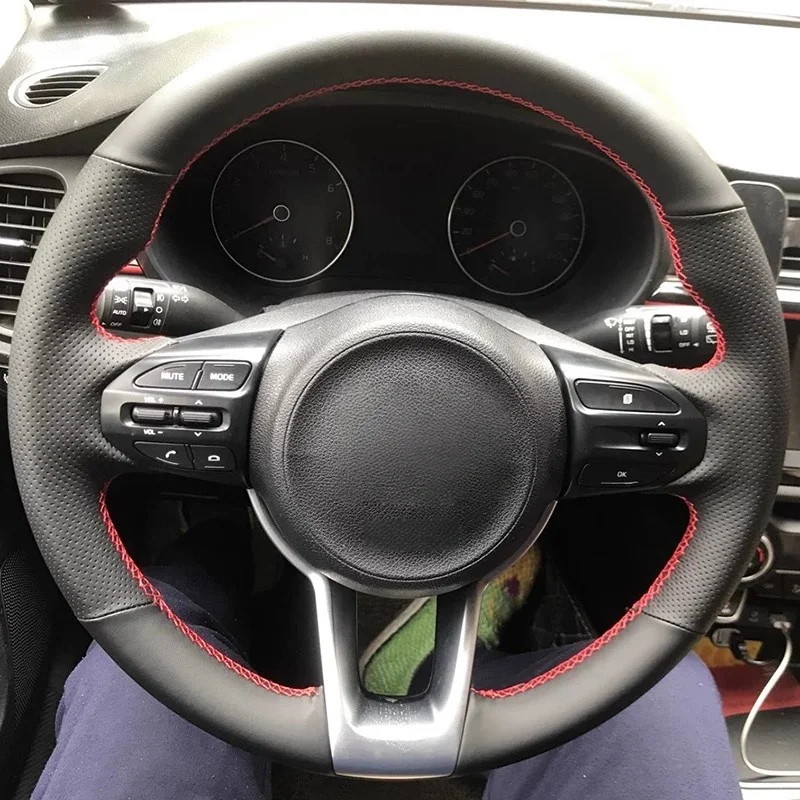 

Hand sewning Artificial Leather Car Steering Wheel Cover Braid For Kia Rio Rio5 K2 Picanto Morning 2017-2019 Car Accessories