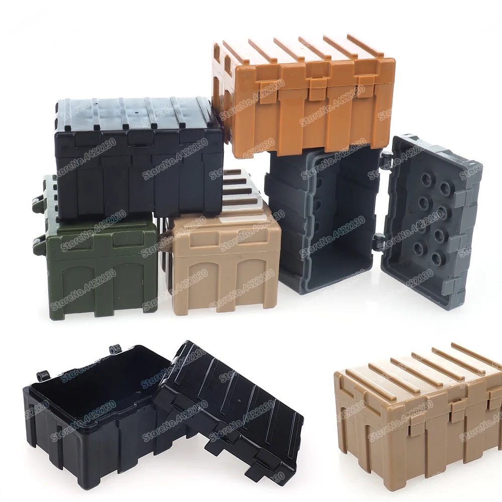 Military Equipment Box Building Block Moc WW2 Figures Legion Supplies Weapons Storage Box Scenes Model Child Christmas Gift Toys