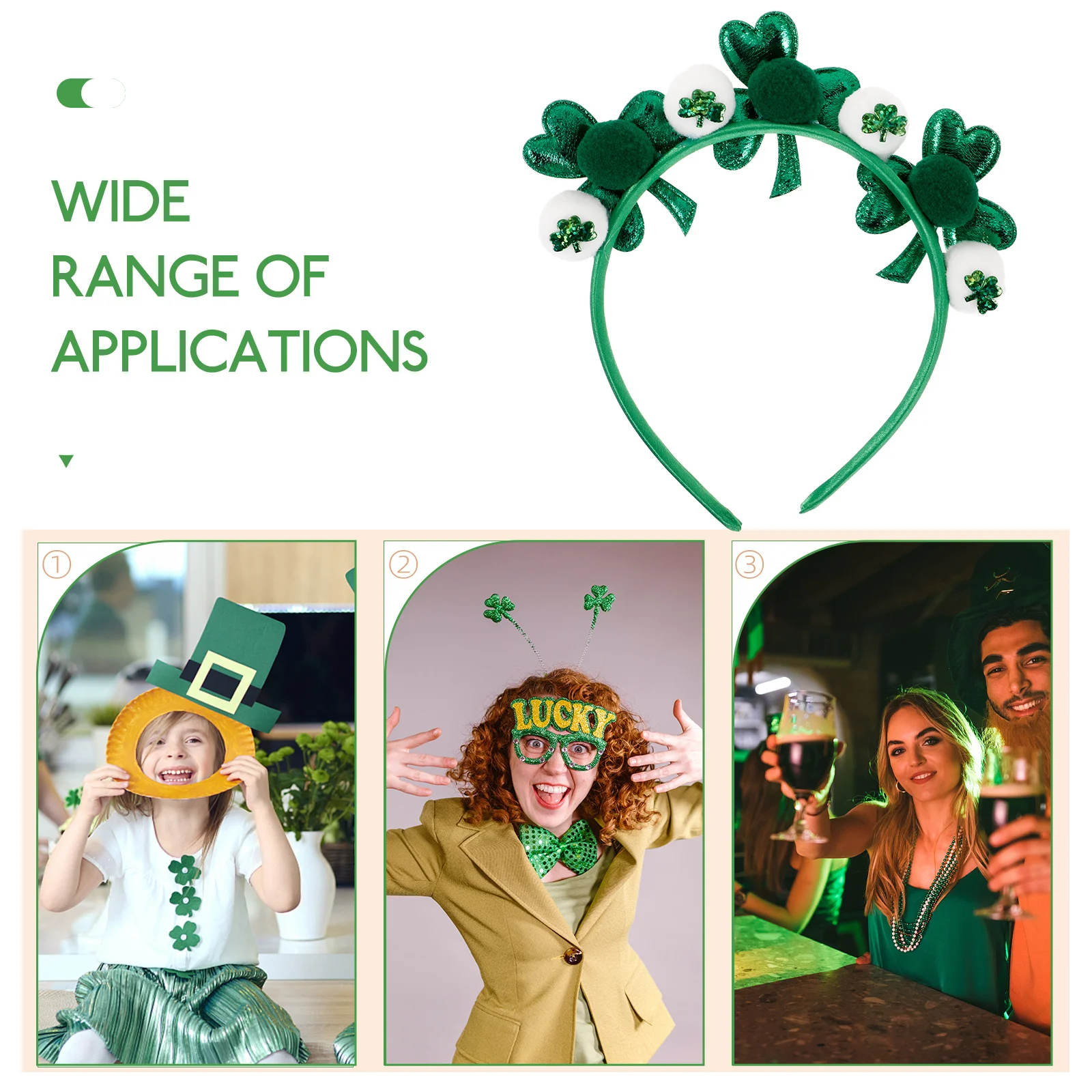 

St Patrick Shamrock Headb Hair Accessories Green White Balls Pattern Decor Festive Hoops Hairstyle Tools Holiday