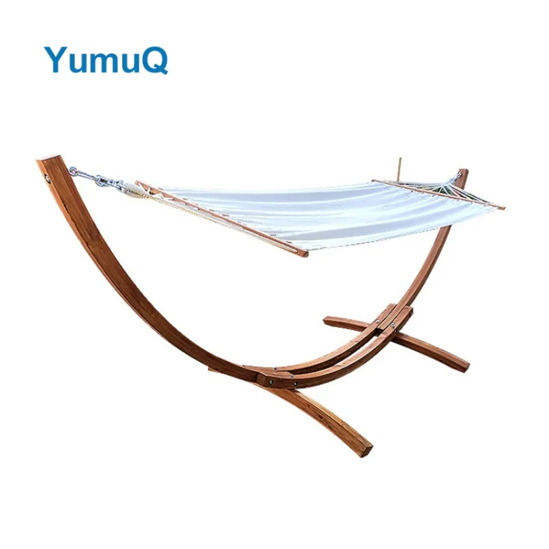 

2026 YumuQ 2 Person Garden Best Folding Rocking Curved Larch Wooden Swing Hammock Chair With Stand