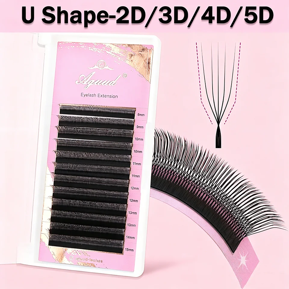 

Aguud U Shaped 3D/4D/5D Parallel Flower Eyelashes Extensions Matte Black Premade Fans Volume Lash Hand Woven Individual Eyelash