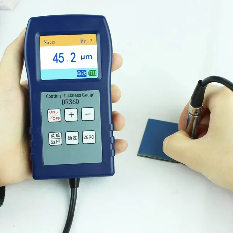 DR360 Portable Digital Coating Thickness Gauge Measures ABS Plastic Stainless Steel Metal Coarse Fine Adjustment Portable Rugged