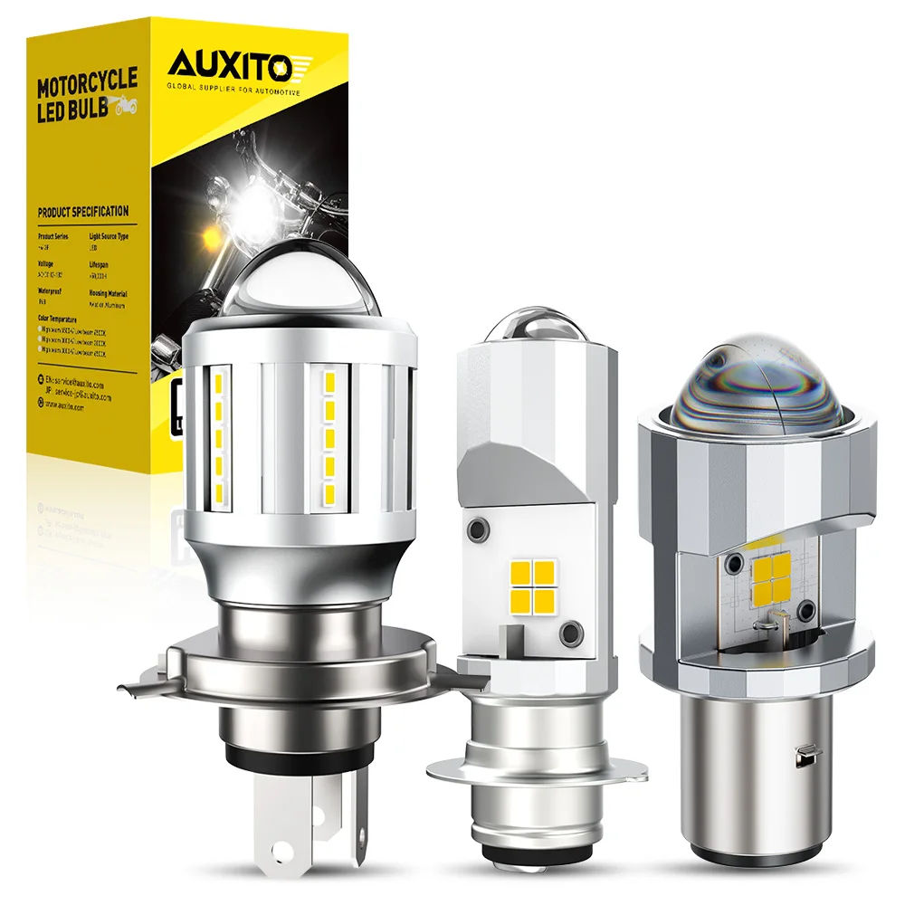 

H4 LED Motorcycle Headlight H6 BA20D P15D T19 CSP LED White Yellow Hi Lo Beam Spotlight Motorbike Scooter Running Lamp With Lens