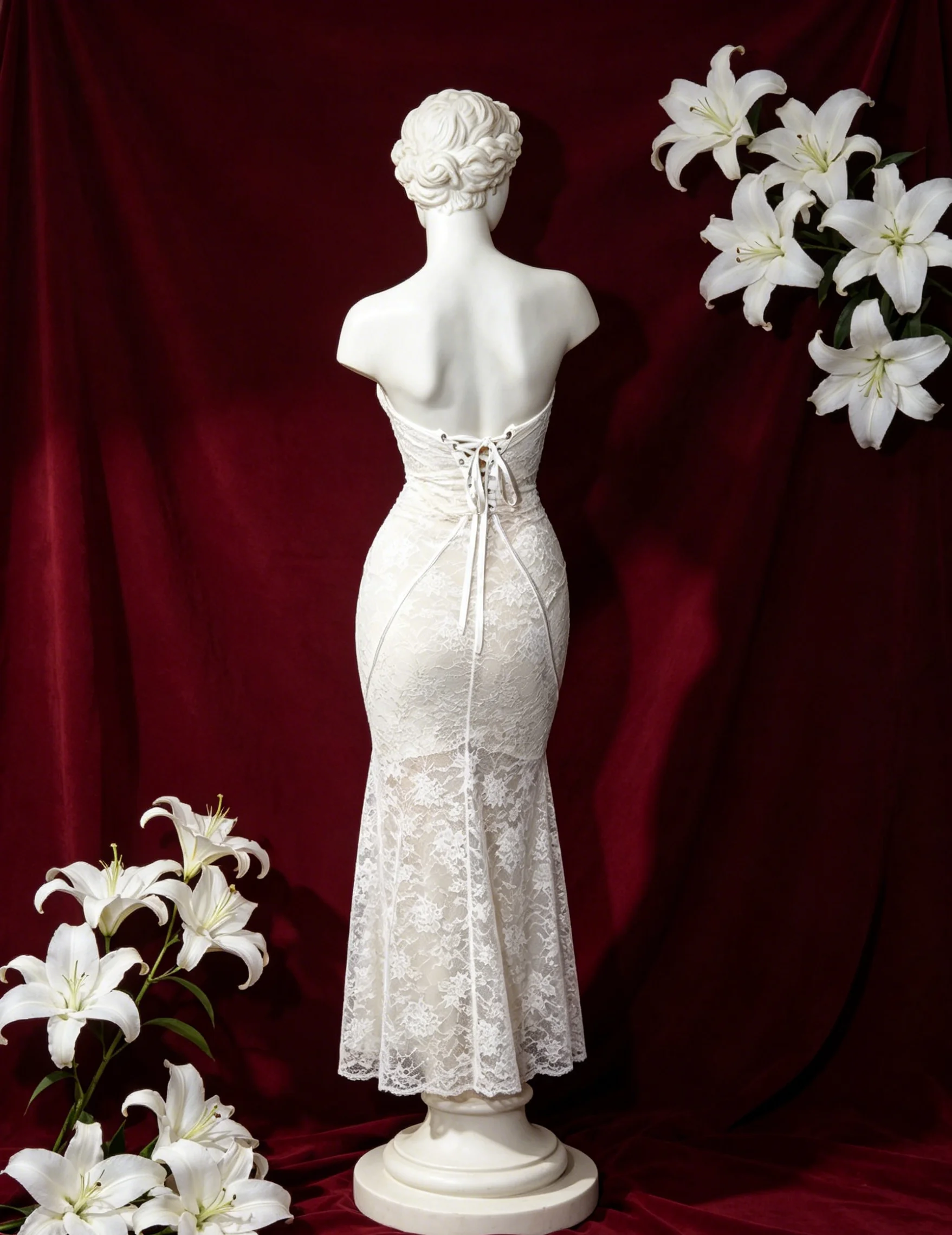 【Fragments.SPECIAL LINK:THE MASCOT'SLITTLE GIFT.】Elegant White Lace Column Dress Boned Strapless Bodycon Cocktail Party Wear