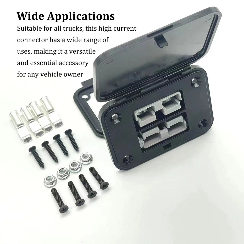 Flame Retardant Fixing Bracket For Double Panel Base Yachts 50A Double Flush Mount For Anderson Plug Waterproof Pad Grey