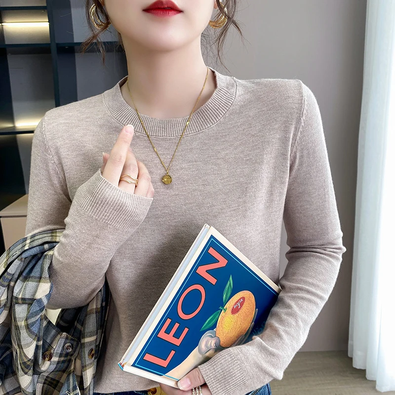 High quality sweater for women casual O-neck solid color pullover autumn and winter new fashionloose knit top for women