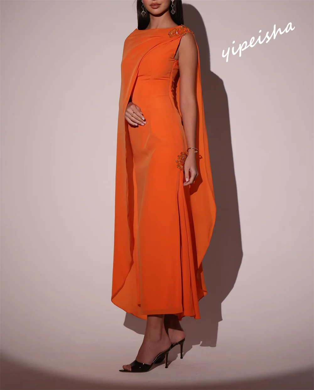 Yipeisha-vestido de noche con cuentas, prenda de gasa con apliques personalizados