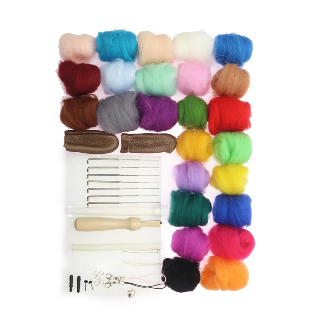

Wool Felt Kit 25 Colors Yarn for Needle Felting Projects Jewelry Art Bat Crafting Christmas Gifts Knitting Weaving