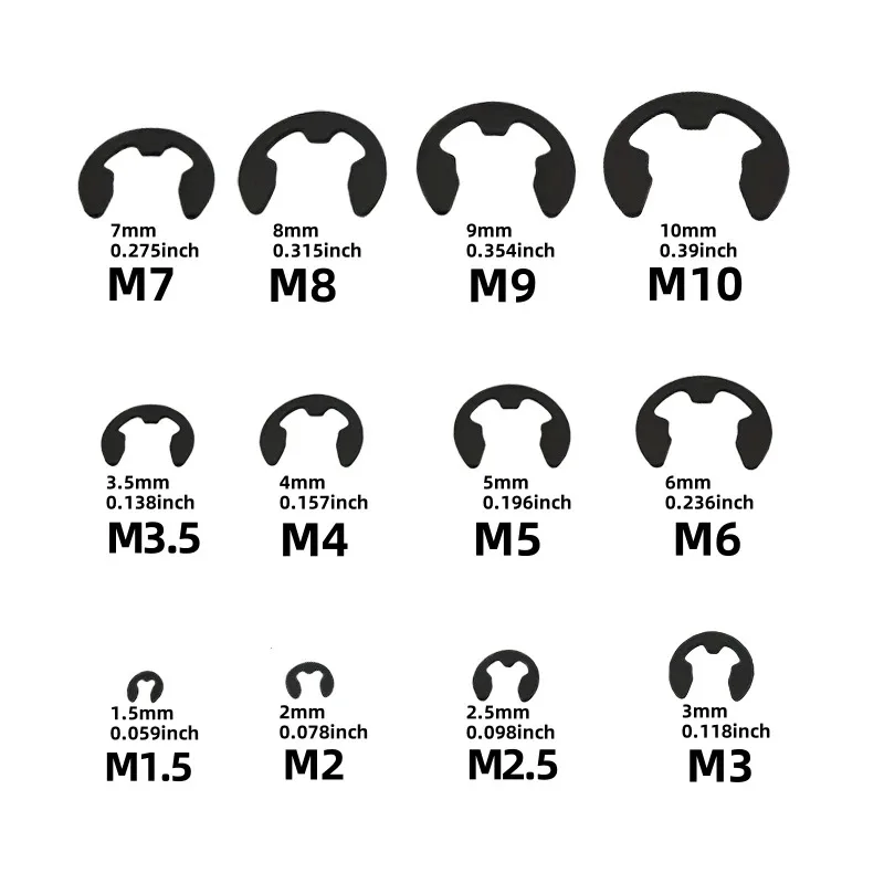 120/580 Pieces Carbon Steel Electronic Clamp Washer Combination Kit, Retaining Clip Ring for Fastening