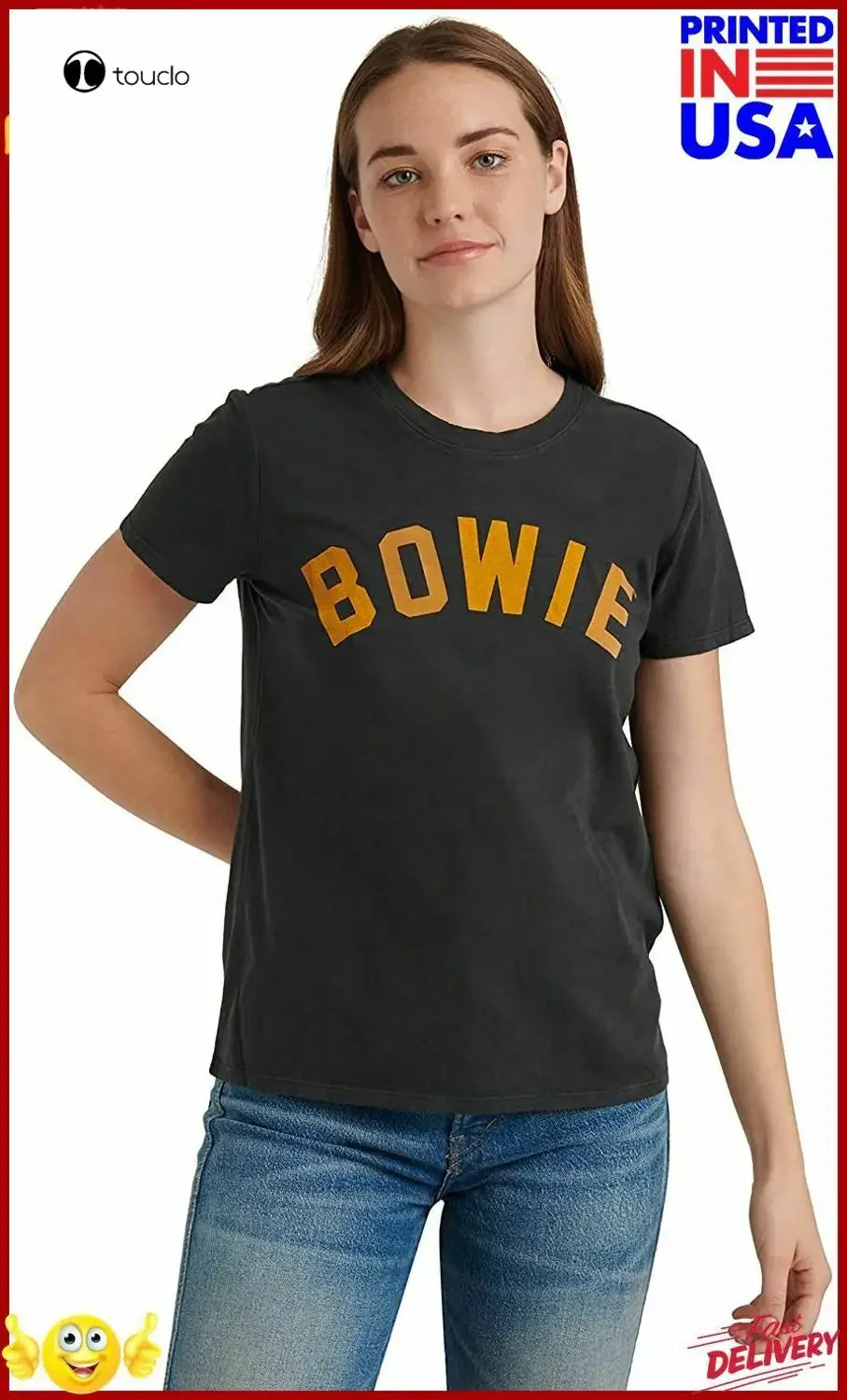 Womens Short Sleeve Crew Neck Bowie Rise And Fall Tee