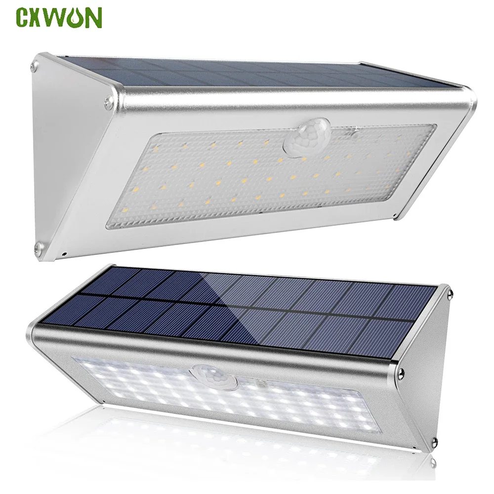 Solar LED Light Outdoor WaterProof Aluminum RIR Motion Sensor Solar Powered Path Lamp for Garden Fence Wall Security Lighting