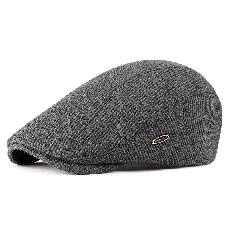 New Cold Weather Mens Hats Knitted Newsboy Duckbill Caps Outdoor Thicken Warm Forward Hat  England Style Boinas Flat Cap For Dad