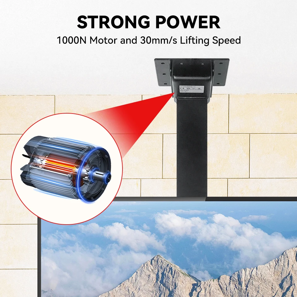 Écran TV élévateur double plafond de grande taille, 85 96 100, support TV déroulant motorisé de 120 pouces, robuste