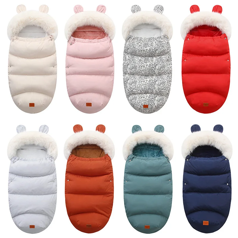 Baby Stroller Sleeping Bag Winter Thicken Sleepsack Envelope In Stroller Windproof Warm Footmuff Universal Stroller Accessories