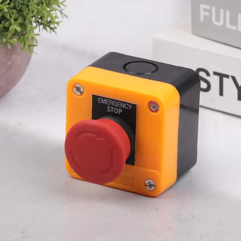 1NC Latching Emergency Stop Button Switch 10A Industrial E stop for CNC Machine Safety and Maintenance