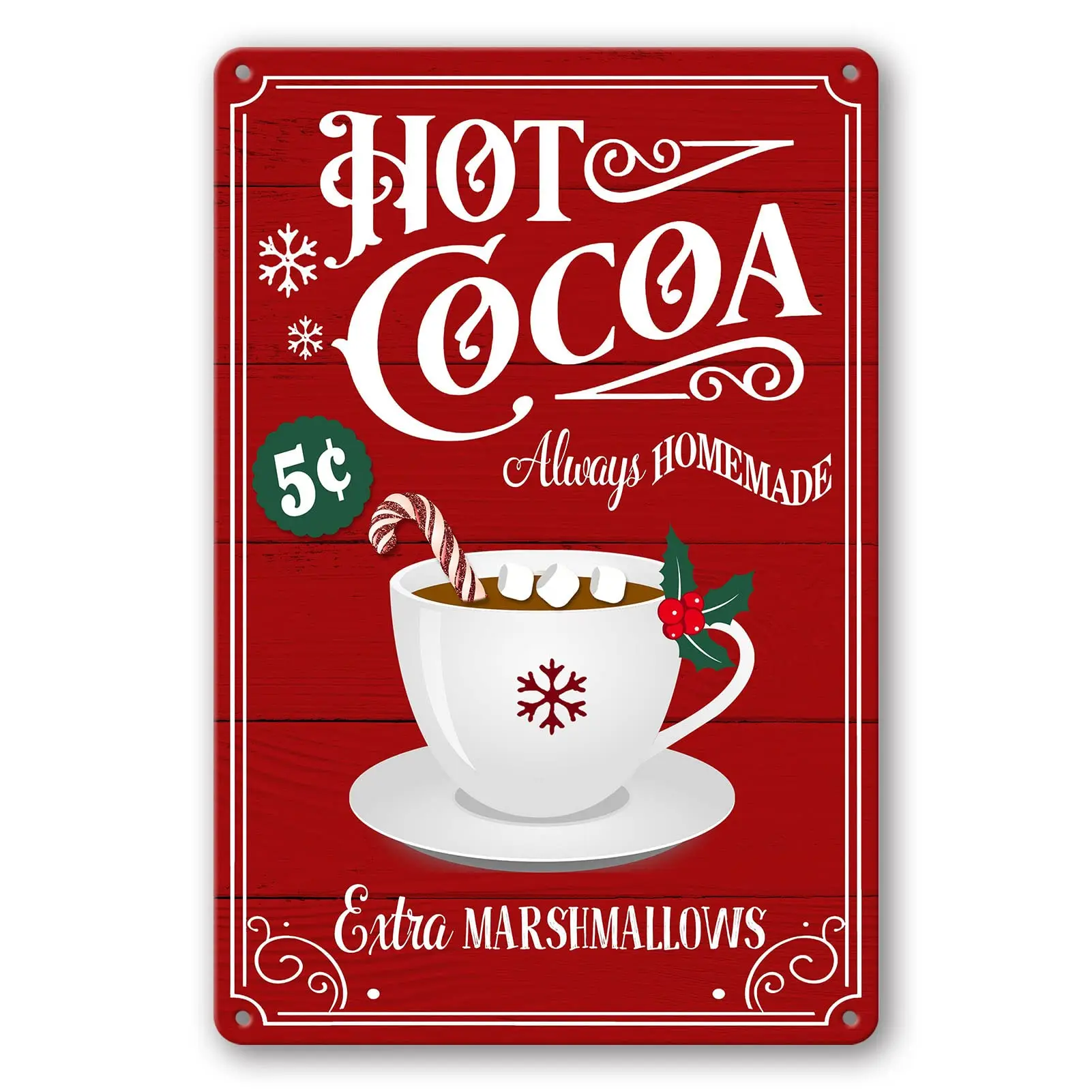 Weihnachts zeichen heiße Kakao riegel Metall dose Zeichen Dekor für Zuhause Vintage Weihnachten Kaffee Kakao Zeichen heiße Schokoriegel Zeichen Wand dekor