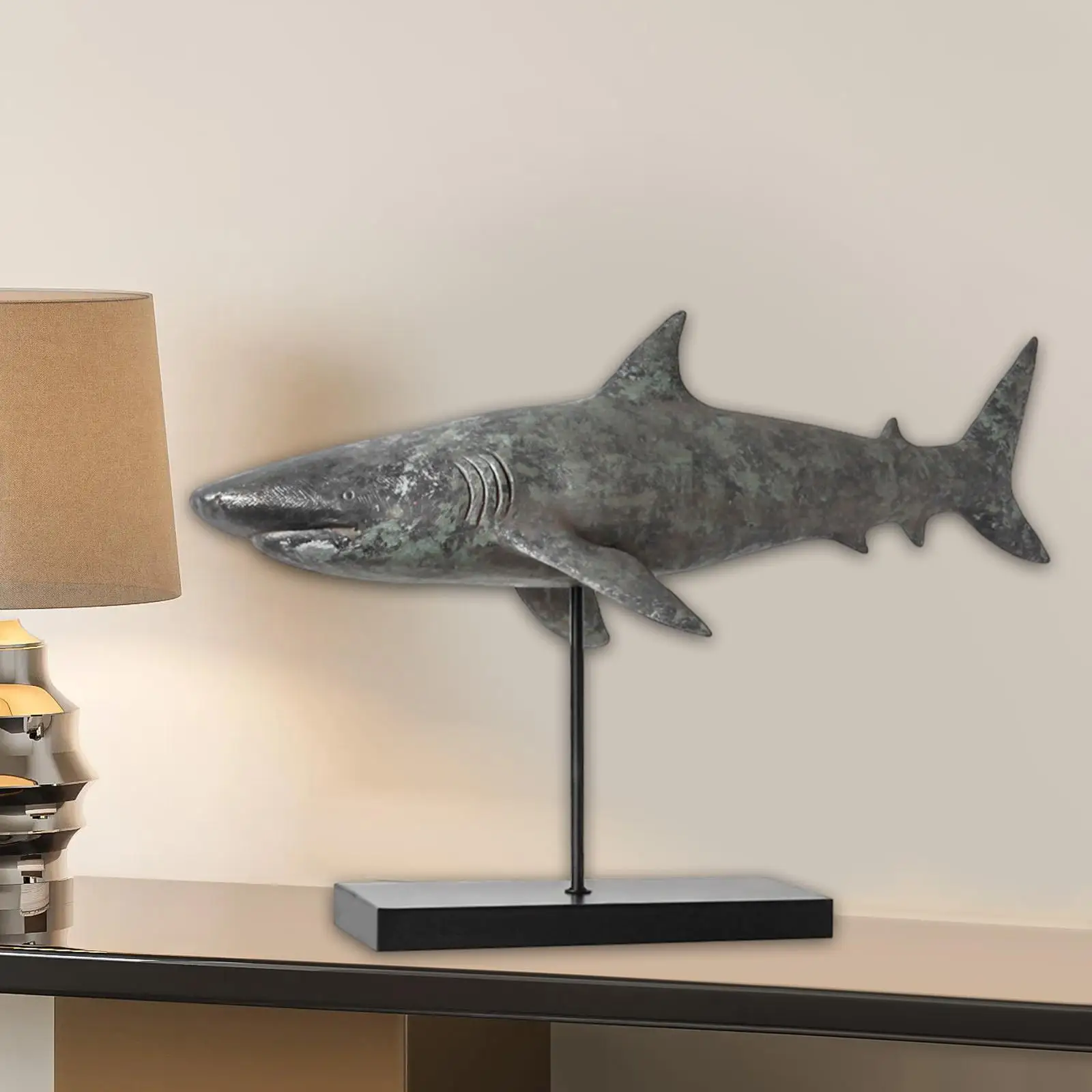 Shark Decorative Figurine Resin Crafts Retro Style Home Decor Sea Animals Ornament for Housewarming Gifts Indoor Living Room