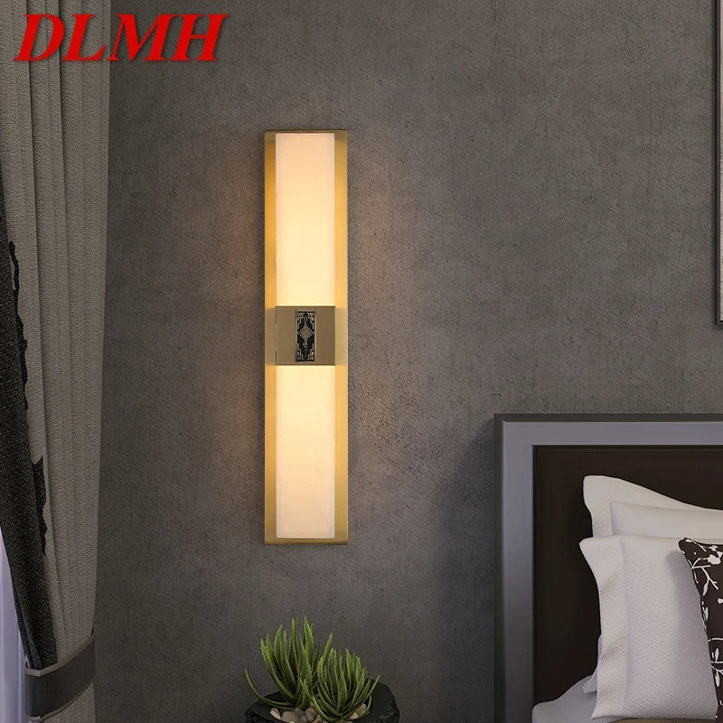 

DLMH Brass Wall Light LED Modern Luxury Marble Sconces Fixture Indoor Decor for Home Bedroom Living Room Corridor