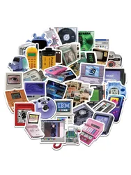 50 pieces of retro and nostalgic art equipment cartoon stickers, waterproof stickers, scooters, laptops, and suitcase stickers