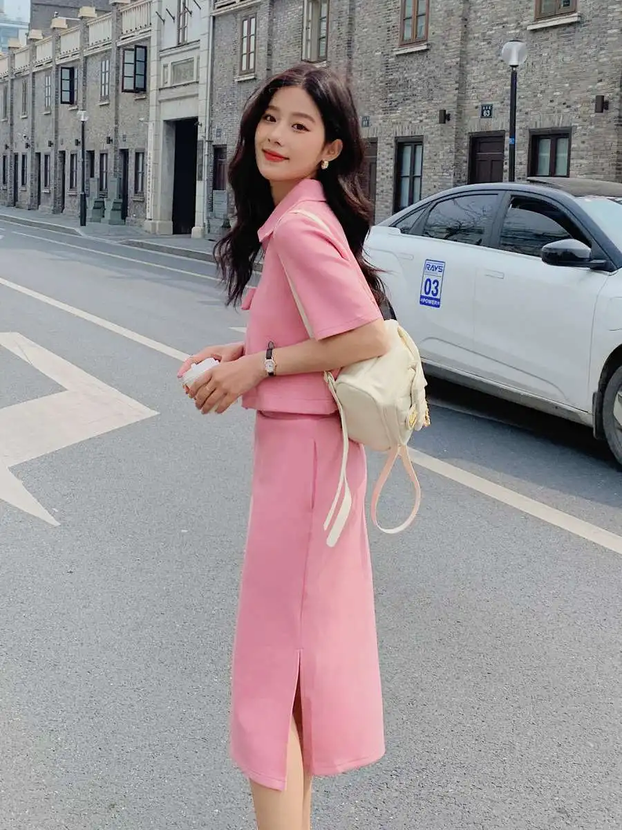 

Summer New Women's Faion Casual ort Tirt Skirt Two Piece Set Sli Versatile Outfit for Spring Work Or Play