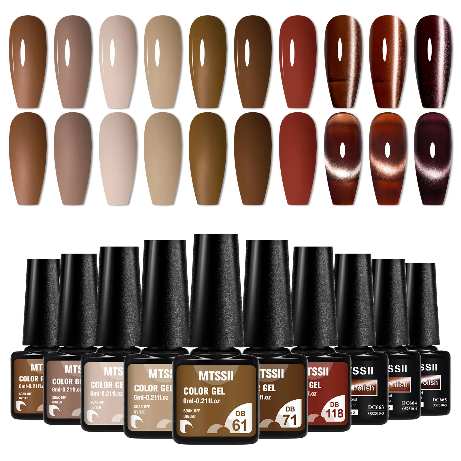 

11pc Coffee Colors Nail Gel Polish Set TPO HEMA Free UV LED Curing Long Lasting Soak Off Nail Art for Women Girls DIY Manicure
