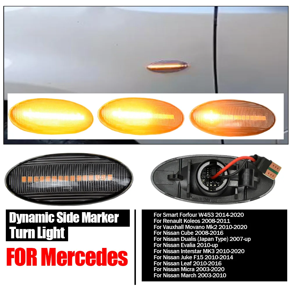 For Renault Koleos 2007-2011 Pre-facelift Dynamic LED Side Repeater Wing Fender Sequential Turn Signal Light Car Styling Lamp