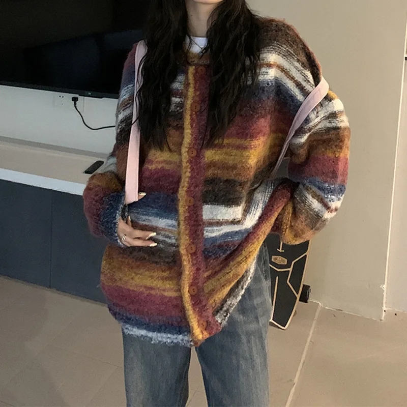 

Свитера Джемперы Кардиганы Женские Капюшон Eith Женская Смесь Хлопок Ярмарка Остров Узор Boxy Силуэт Открытый Фестиваль Панк Мода