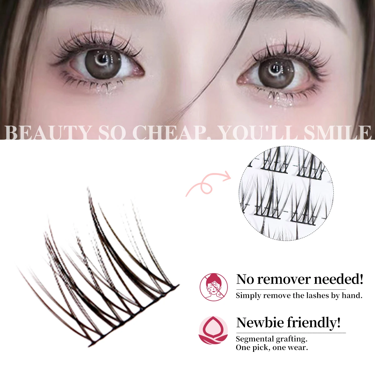 120 Clusters False Eyelashes Sunflower Black Stem Natural Segment New Single Cluster Comic Book Eye False Eyelash makeup