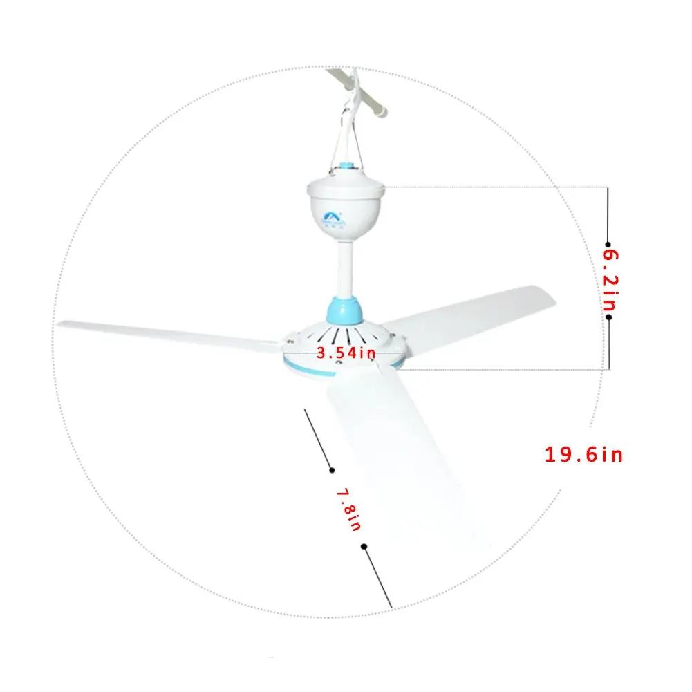 DC 12V Low-voltage Ceiling Hanging Fan Household Camping Electrical Fan  Home Supplies