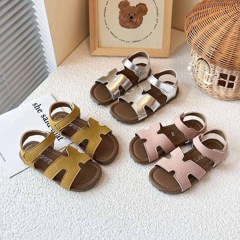 

Children Fashion Sandal 2025 Summer New Style Korean Brand Unisex Kids Casual Open-Toe Non-slip Slippers Beach Shoes Rubber Sole