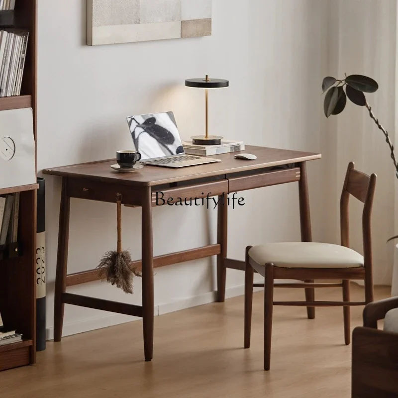 

P13Solid wood desk Japanese black walnut Nordic home study table book simple