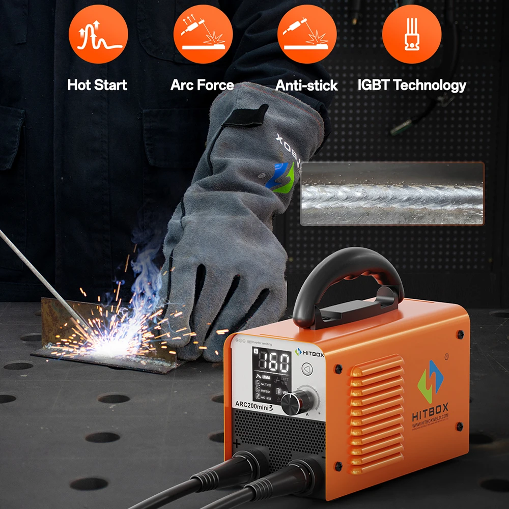 HITBOX Mini Handheld Welding Machine Portable Inverter ARC Welder IGBT Digital Display MMA Electric Soldering Equipment 220V