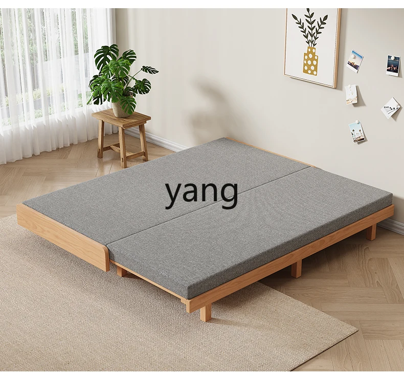 LH all solid wood sofa bed dual-purpose small apartment living room bay window tatami retractable bed
