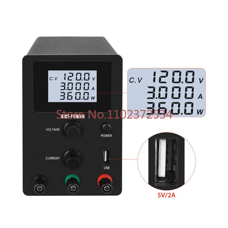 R-SPS12003D Precision LCD Four Digital Display 120V 3A Laboratory Adjustable Power Source DC Switching Power Supply