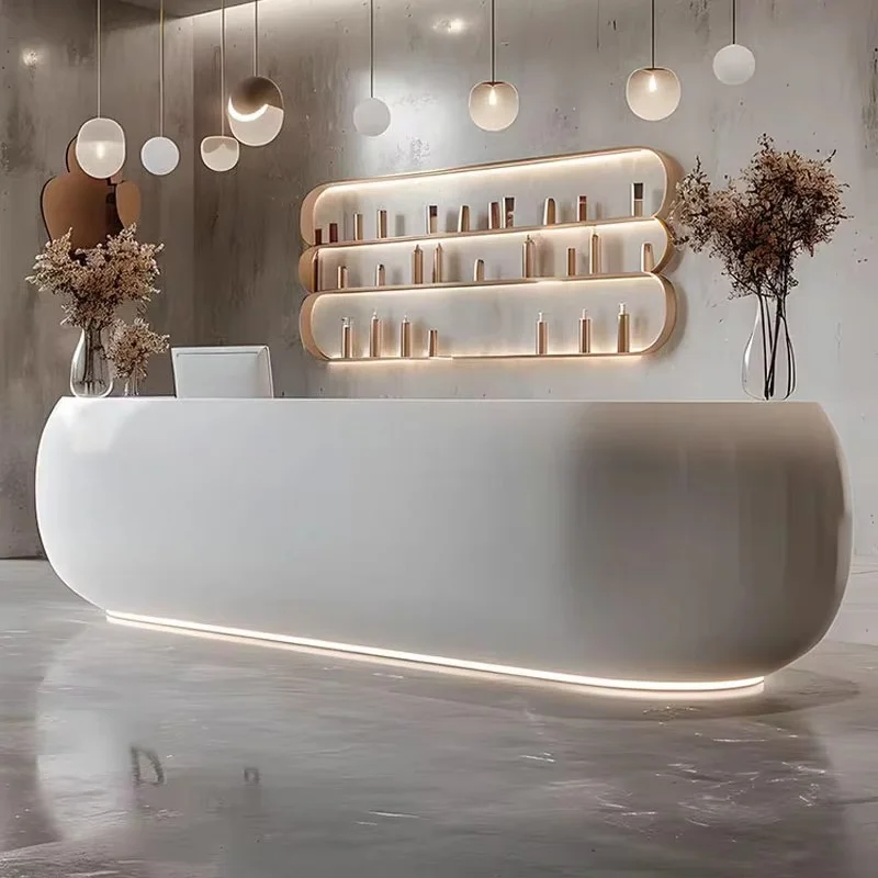 عداد استقبال منحني مخصص لخزانة عرض تسجيل النقود في المكتب الأمامي للشركة