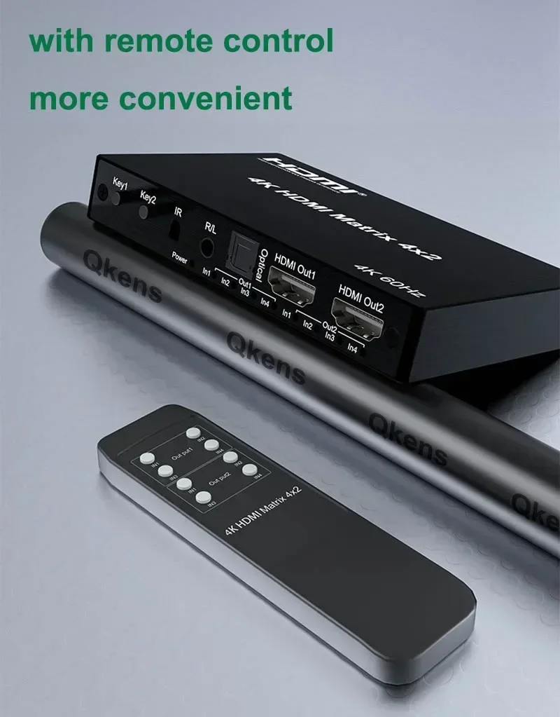 

4K 60Hz 4x2 HDMI Matrix HDMI 2.0 Matrix 2x4 2x2 Video Switch Splitter Converter 3D IR 1080P HDCP2.2 R/L Optical Audio Extractor