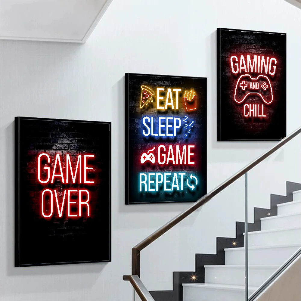 

Effect Game Pictures Poster Self-adhesive Art Poster Retro Kraft Paper Sticker DIY Room Bar Cafe Vintage Decorative Painting