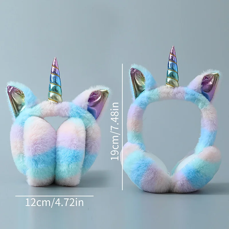 Headphones Warmer Children Tie Dye Colorful Unicorn Soft Fur Earmuffs Popular Plush Earflap Kids Ears Cover Lovely Headwea