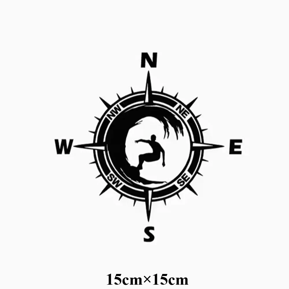 1Pc Surf Compass Beach Adventure Vinyl Sticker Waterproof Decal for SUV Truck Car Window