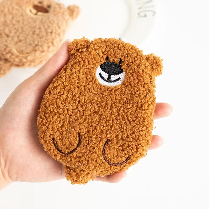 Cute Bear Plush Cartoon Change Wallet Popular Girl Heart Mini Earphone Bag Coin Purse Gift Lipstick Sweet Storage Bag