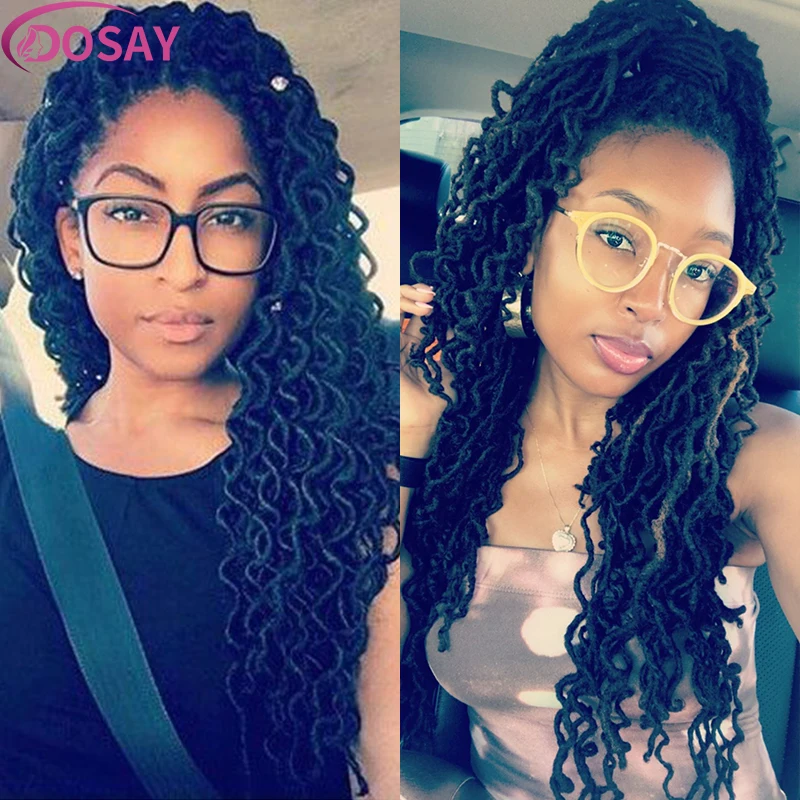 Synthetic Twist Braided Wigs Heat Resistant Goddess Faux Locs Braids Lace Frontal Wig 22inch Full Lace Braid Wig with Curly Ends