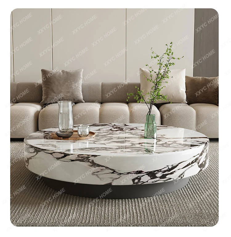 

Minimalist light luxury coffee table cream style modern living room household suspension round