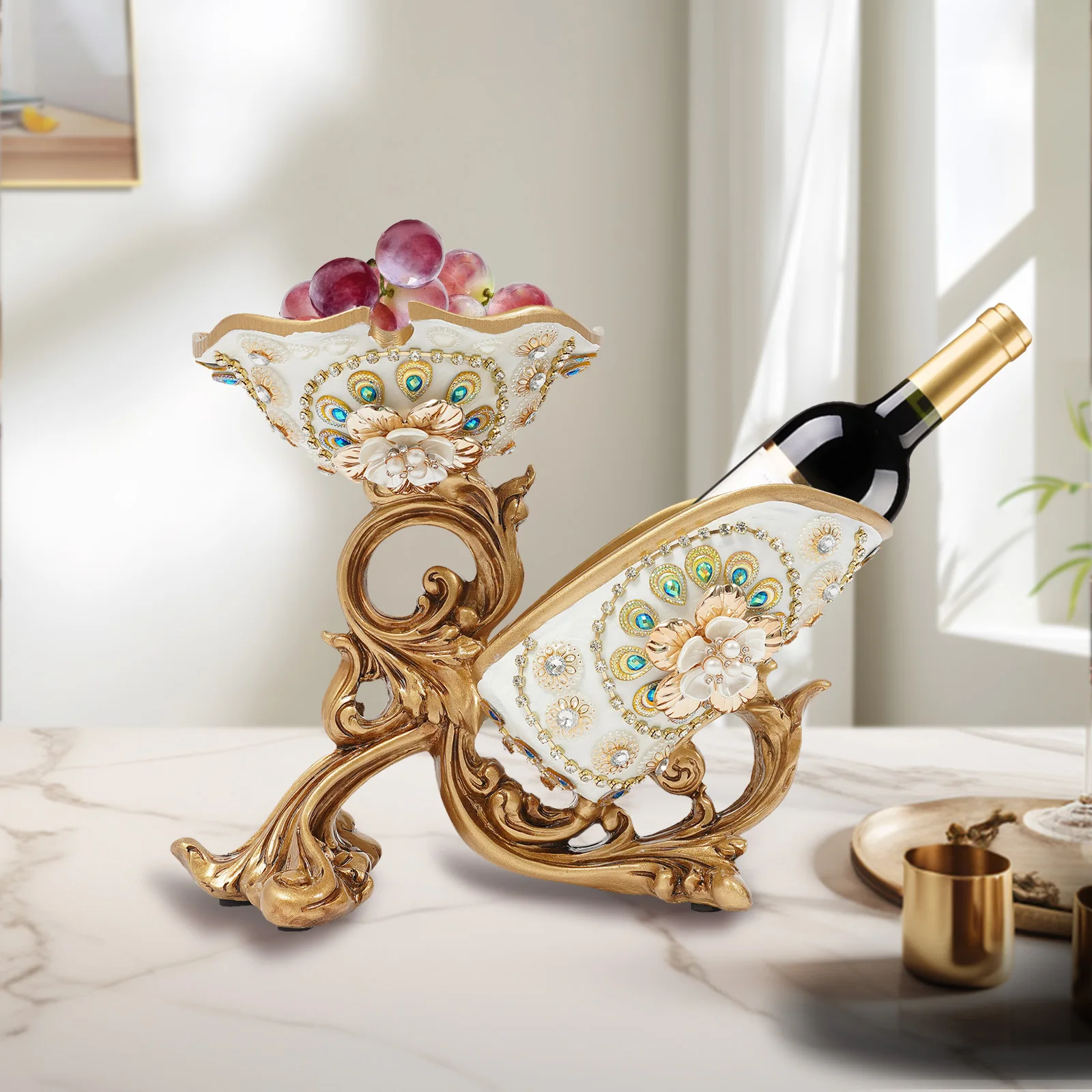 

Нежный держатель для бутылок вина, кухонный погреб для вина, декоративная стойка для хранения, домашняя 1 красное вино + 3 чашки