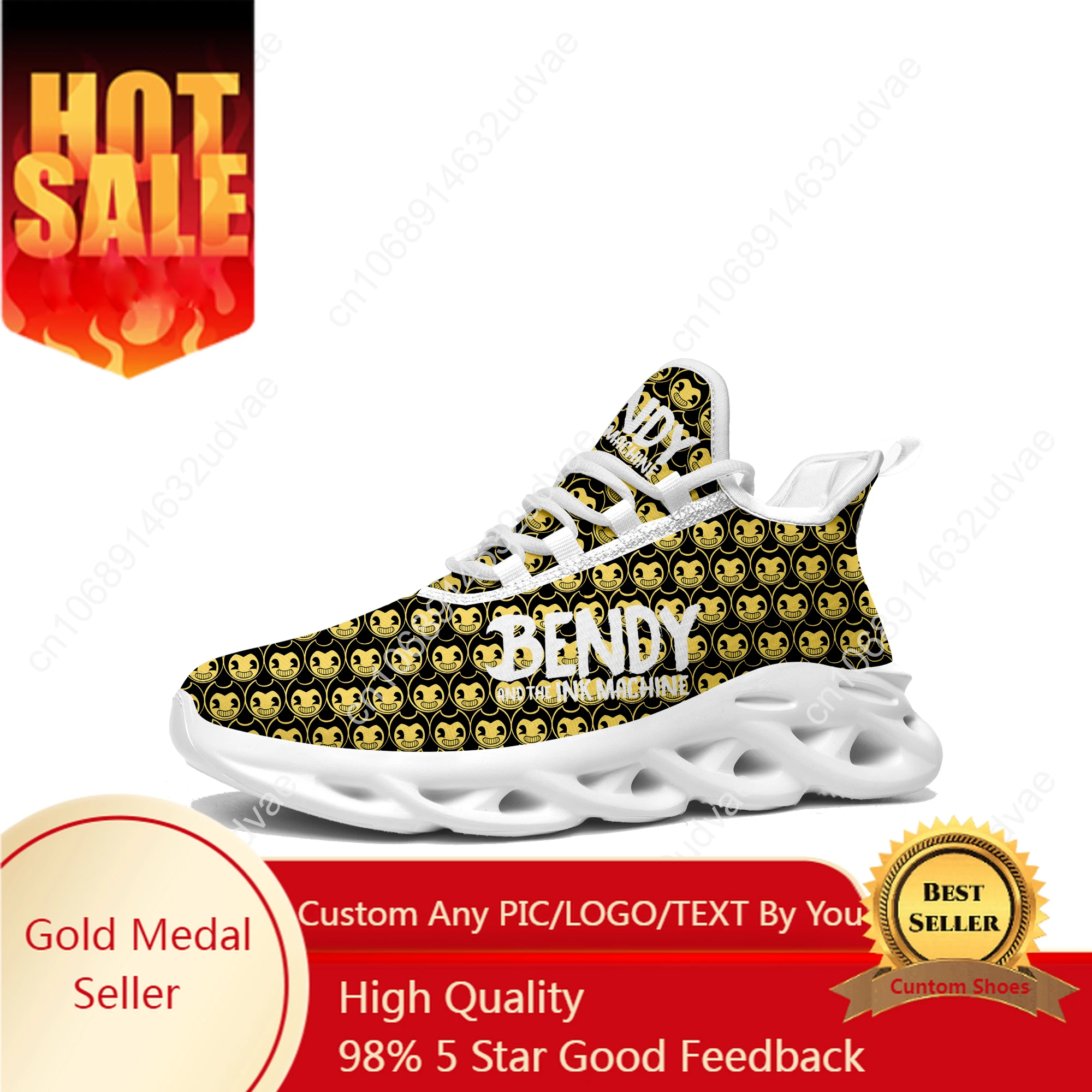 

B-Bendy and T-The I-Ink M-Machine Flats Sneakers Mens Womens Teenager Sports Running Shoes Cartoon Custom Lace Up Mesh Footwear