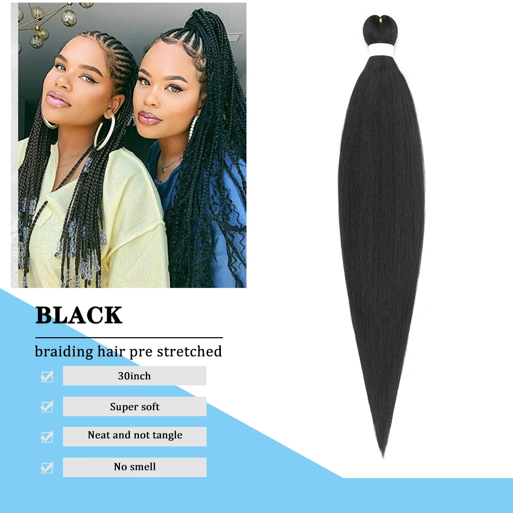 Pre-stretched Braids Synthetic Hair Professional Itch Free Hot Water Setting Fiber 30'' Ombre Yaki Texture Braid Hair Extensions